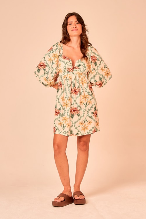 Vestido Curto Floral Lotus Estampado - foto 3