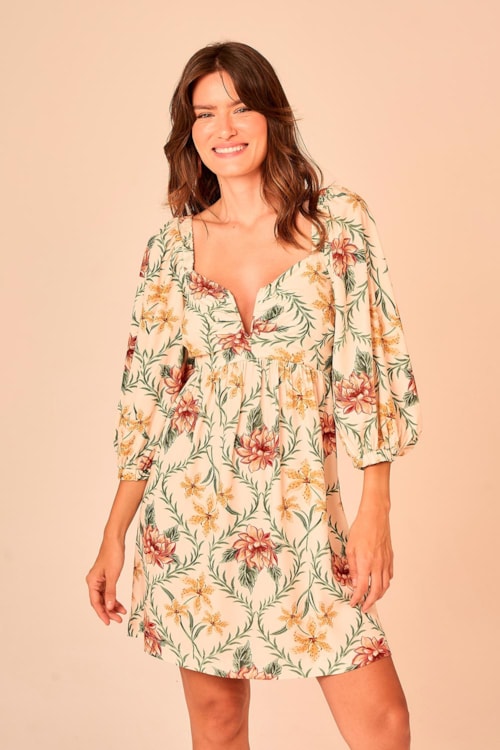 Vestido Curto Floral Lotus Estampado - foto 1
