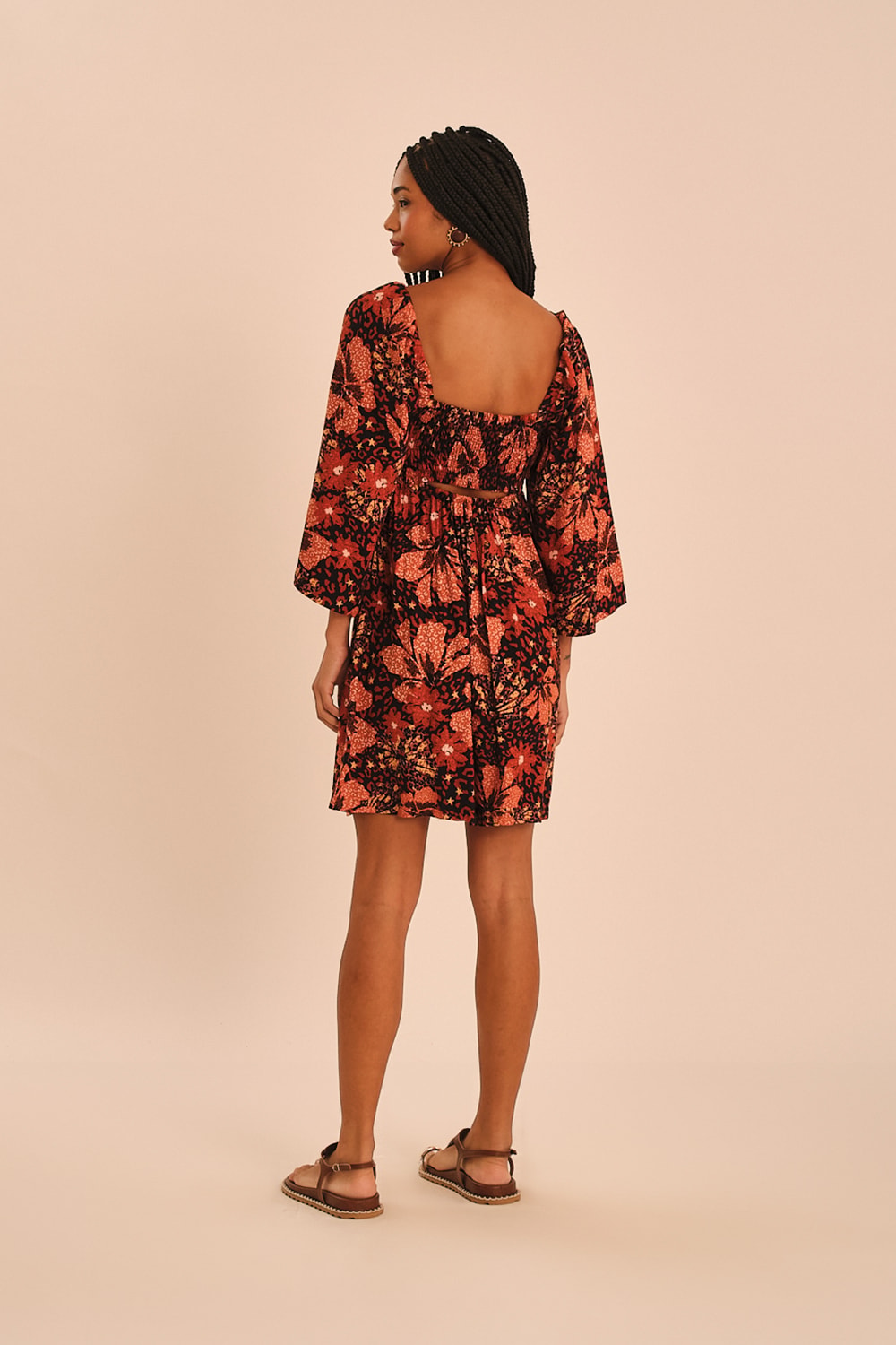 Vestido Curto Floral Marrocan Estampado