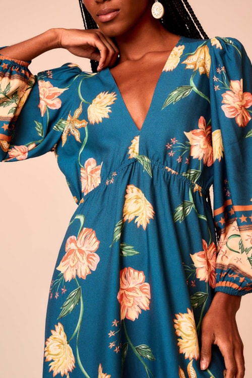 Vestido Curto Floral Noturno Estampado - foto 4