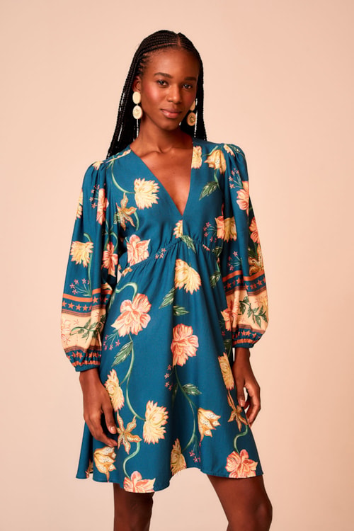 Vestido Curto Floral Noturno Estampado - foto 1