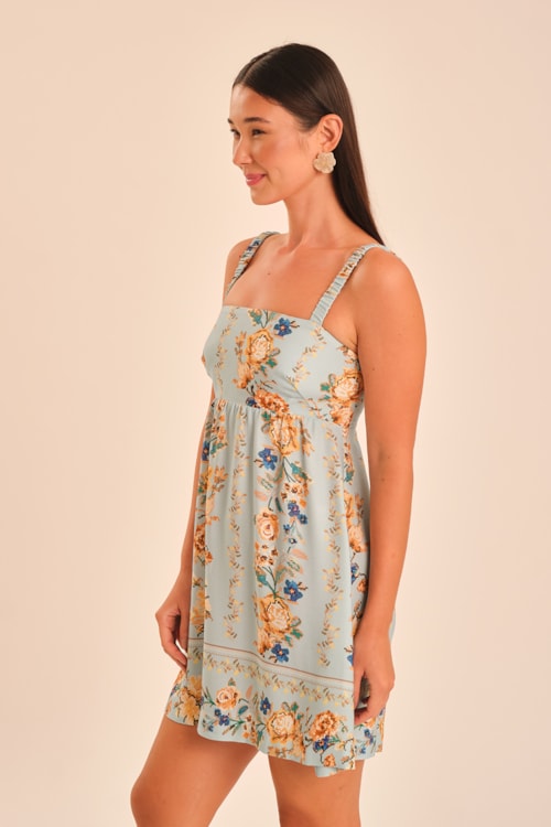 Vestido Curto Floral Ponto Cruz Estampado - foto 3