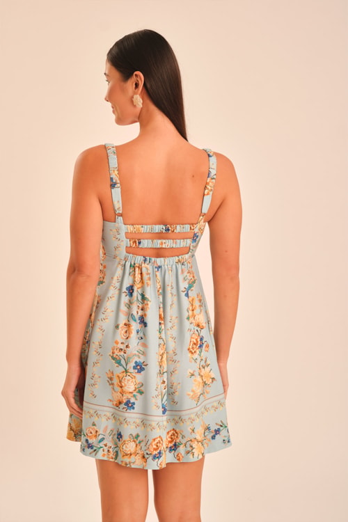 Vestido Curto Floral Ponto Cruz Estampado - foto 6