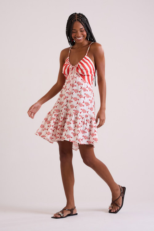 Vestido Curto Gravataria Peixes Estampado - foto 2