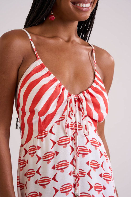 Vestido Curto Gravataria Peixes Estampado - foto 3