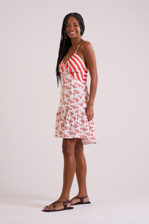 Vestido Curto Gravataria Peixes Estampado - foto 5