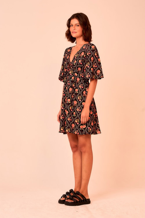 Vestido Curto Jardim Arabesco Estampado - foto 2