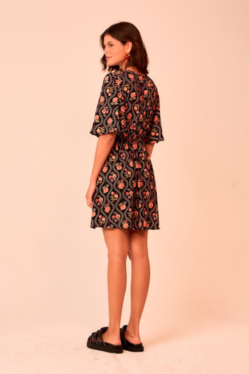 Vestido Curto Jardim Arabesco Estampado - foto 3