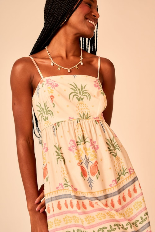 Vestido Curto Jardim Das Frutas Estampado - foto 1