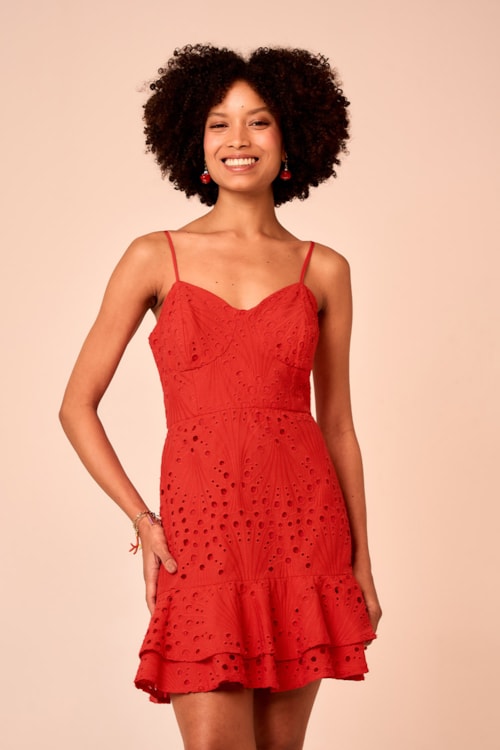 Vestido Curto Laise Milazzo Vermelho Fogo - foto 4
