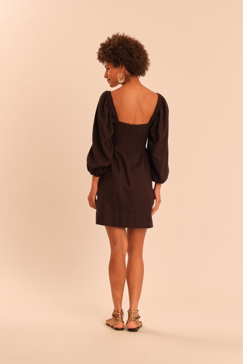 Vestido Curto Linho Basic Preto - foto 4