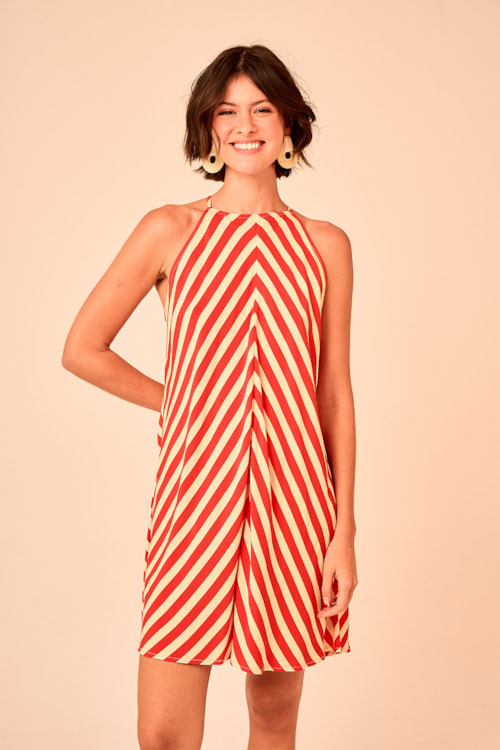 Vestido Curto Listra Geometric Estampado - foto 1