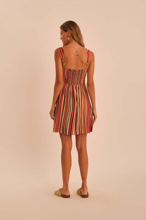 Vestido Curto Listrado Argan Estampado - foto 4