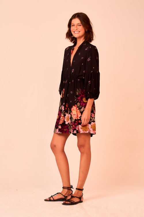 Vestido Curto Natureza Vintage Estampado - foto 2