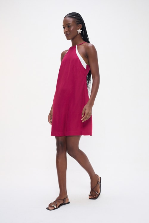 Vestido Curto Nautico Color Ameixa - foto 3