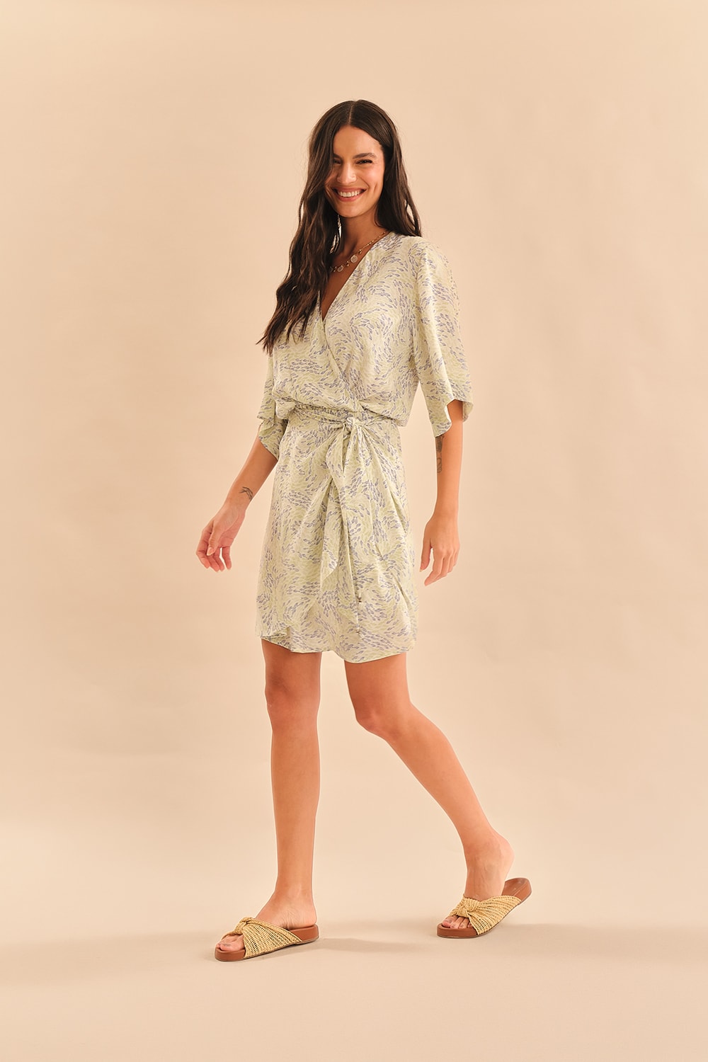 Vestido Curto Peixe Aquarela Estampado