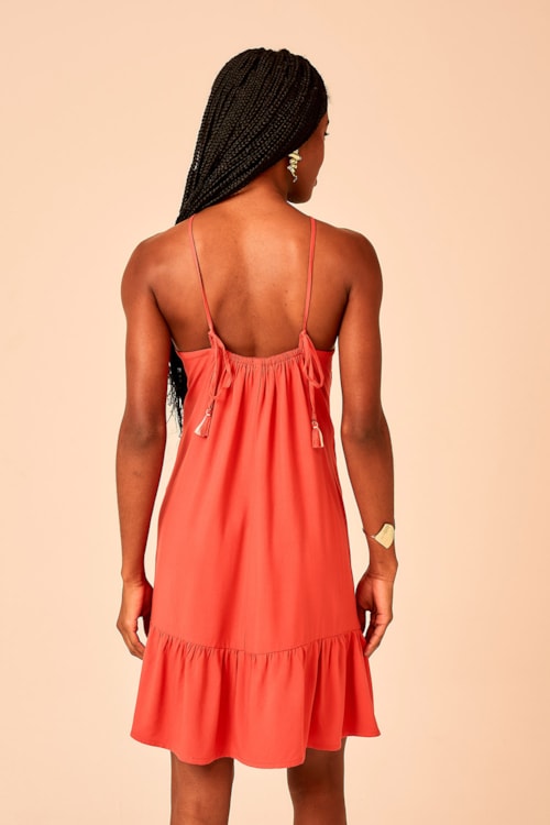 Vestido Curto Peixe Bordado Vermelho - foto 5