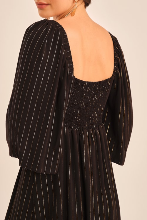 Vestido Curto Risca Lurex Preto - foto 4