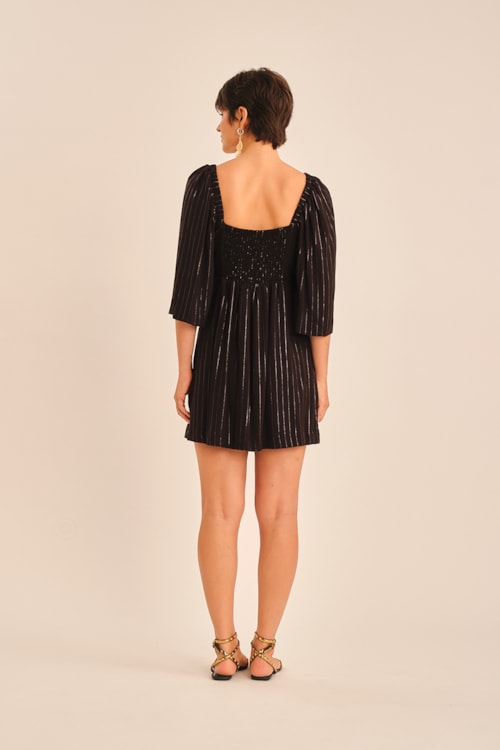 Vestido Curto Risca Lurex Preto - foto 5
