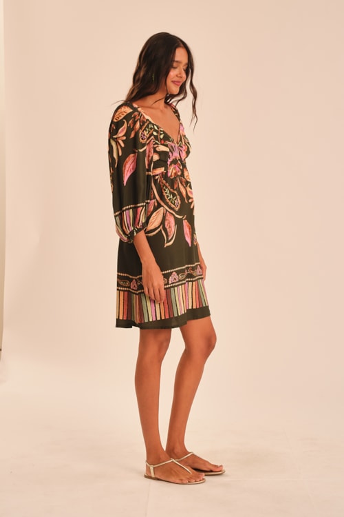 Vestido Curto Rosa De Damasco Estampado - foto 3