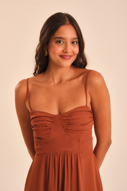 Vestido Curto Tamara Marrom Argila - foto 2