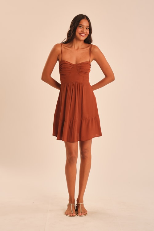 Vestido Curto Tamara Marrom Argila - foto 3