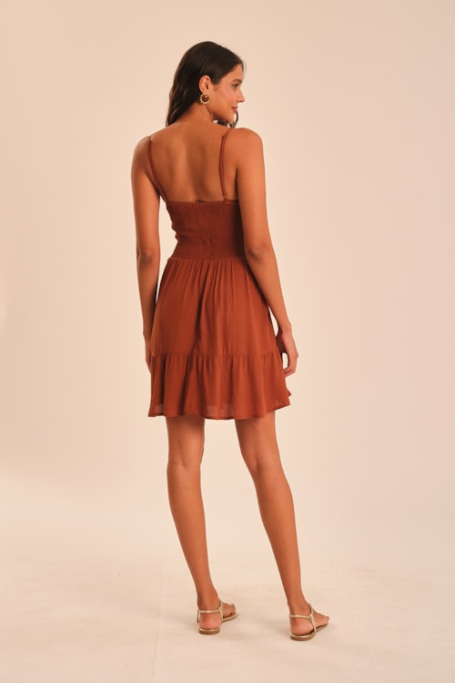 Vestido Curto Tamara Marrom Argila - foto 6