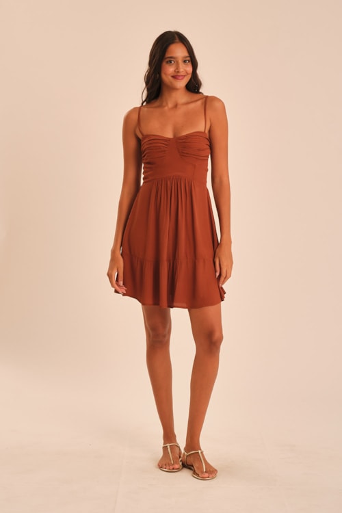 Vestido Curto Tamara Marrom Argila - foto 1