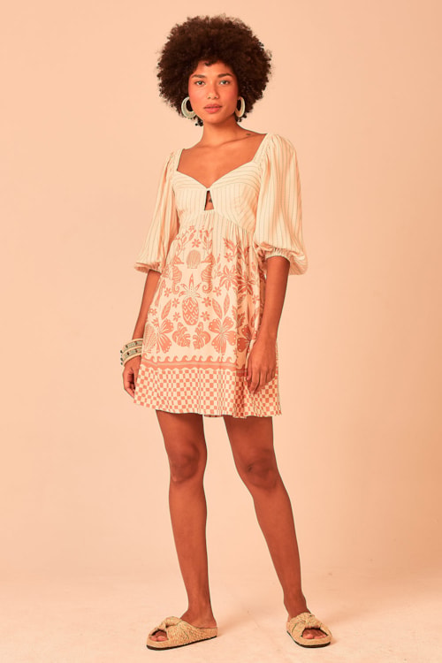 Vestido Curto Tropical Navy Estampado - foto 3