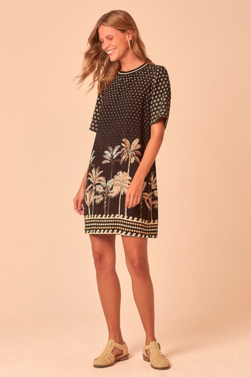 Vestido Curto Tropical Poente Estampado - foto 1