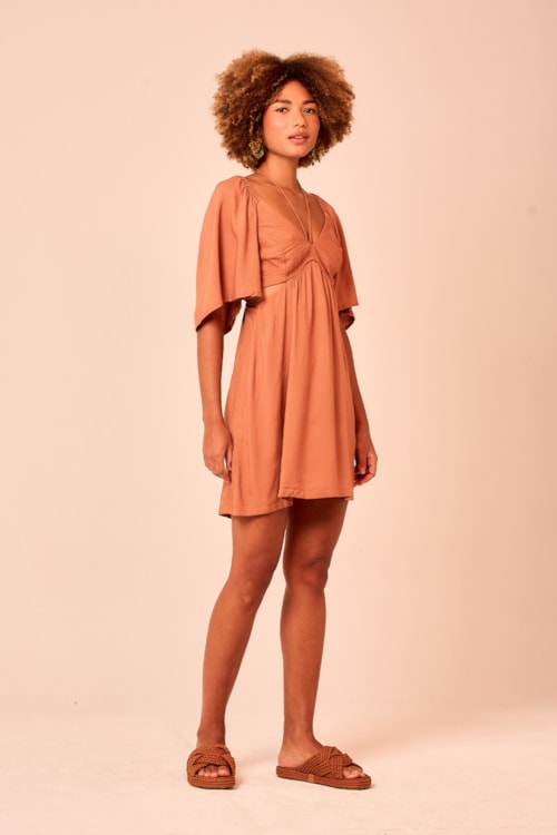 Vestido Curto West Caramelo - foto 3