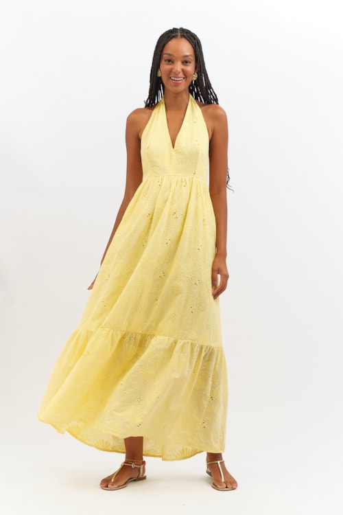 Vestido Frente Unica Laise Oceano Amarelo Limoncello - foto 2
