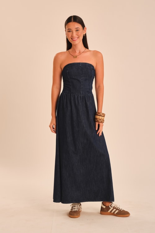 Vestido Jeans Franzido Jeans - foto 2