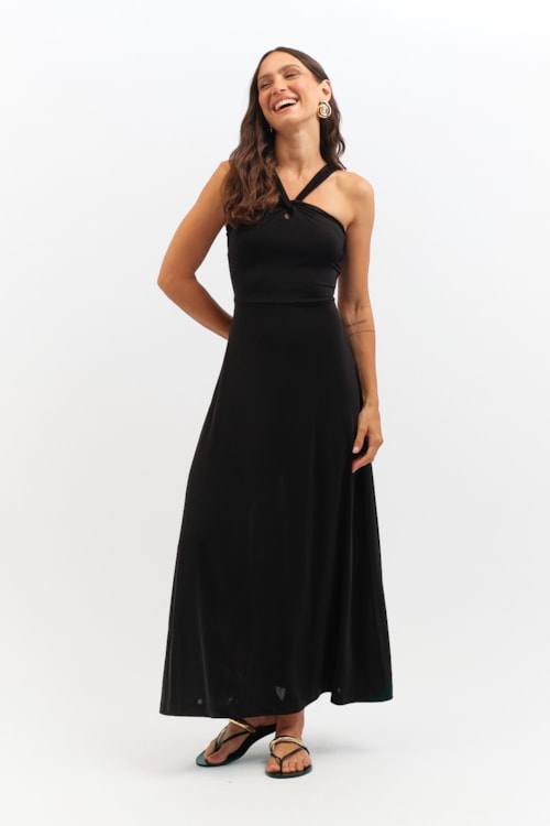 Vestido Jersey Frente Unica Preto - foto 1