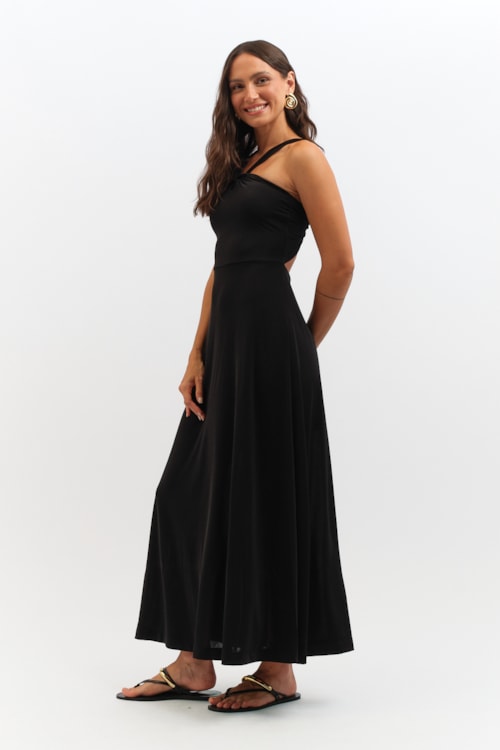Vestido Jersey Frente Unica Preto - foto 3