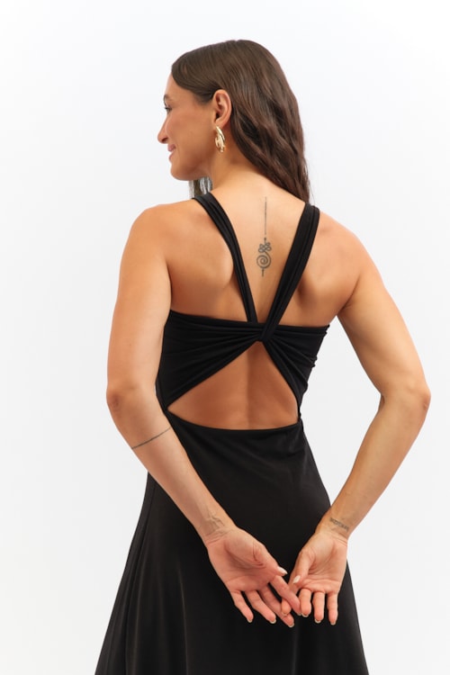 Vestido Jersey Frente Unica Preto - foto 4