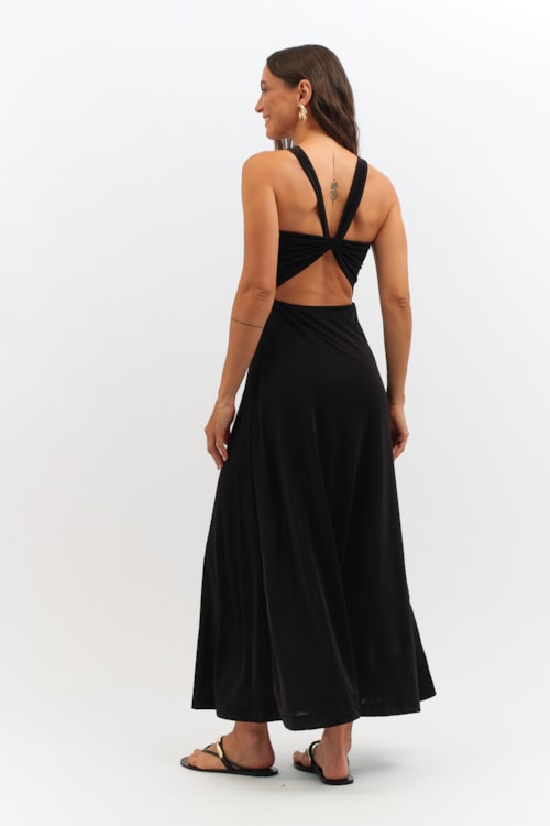 Vestido Jersey Frente Unica Preto - foto 5