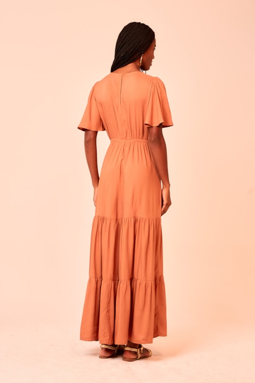 Vestido Longo Bordado Estrela Caramelo - foto 3