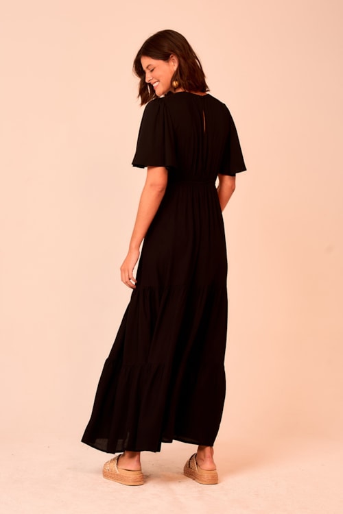 Vestido Longo Bordado Estrela Preto - foto 4