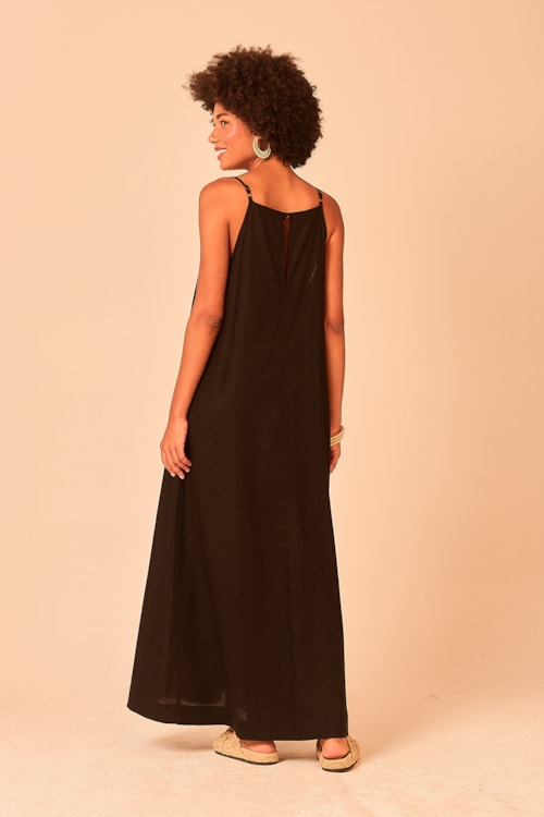 Vestido Longo Coqueiro Bordado Preto - foto 3