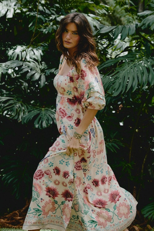 Vestido Longo Jardim Primavera Estampado - foto 1