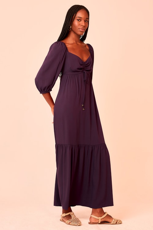 Vestido Longo Orquidea Roxo Berinjela - foto 3