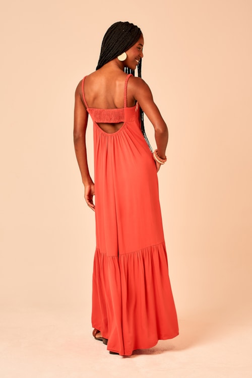 Vestido Longo Peixe Bordado Vermelho - foto 5