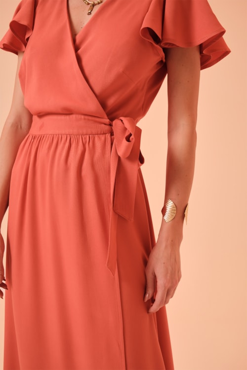 Vestido Longo Transpassado Raiar Vermelho - foto 2