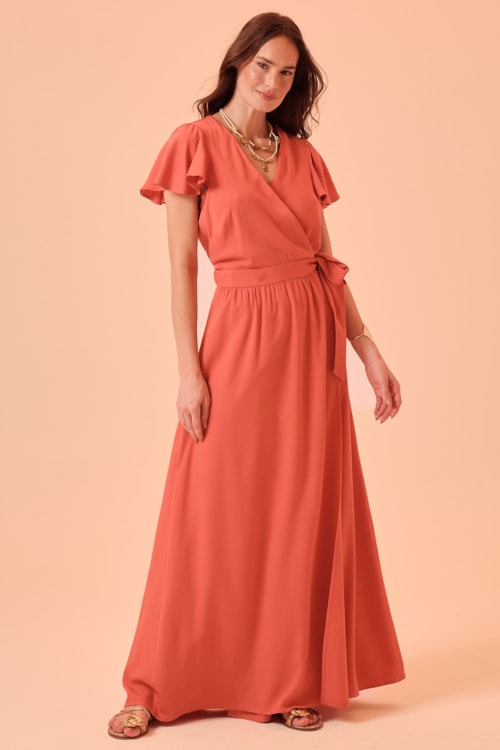 Vestido Longo Transpassado Raiar Vermelho - foto 1