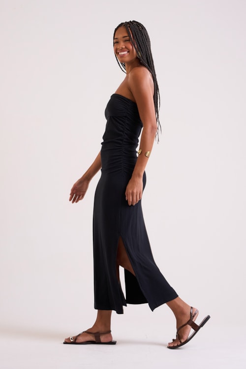 Vestido Malha Franzido Preto - foto 3