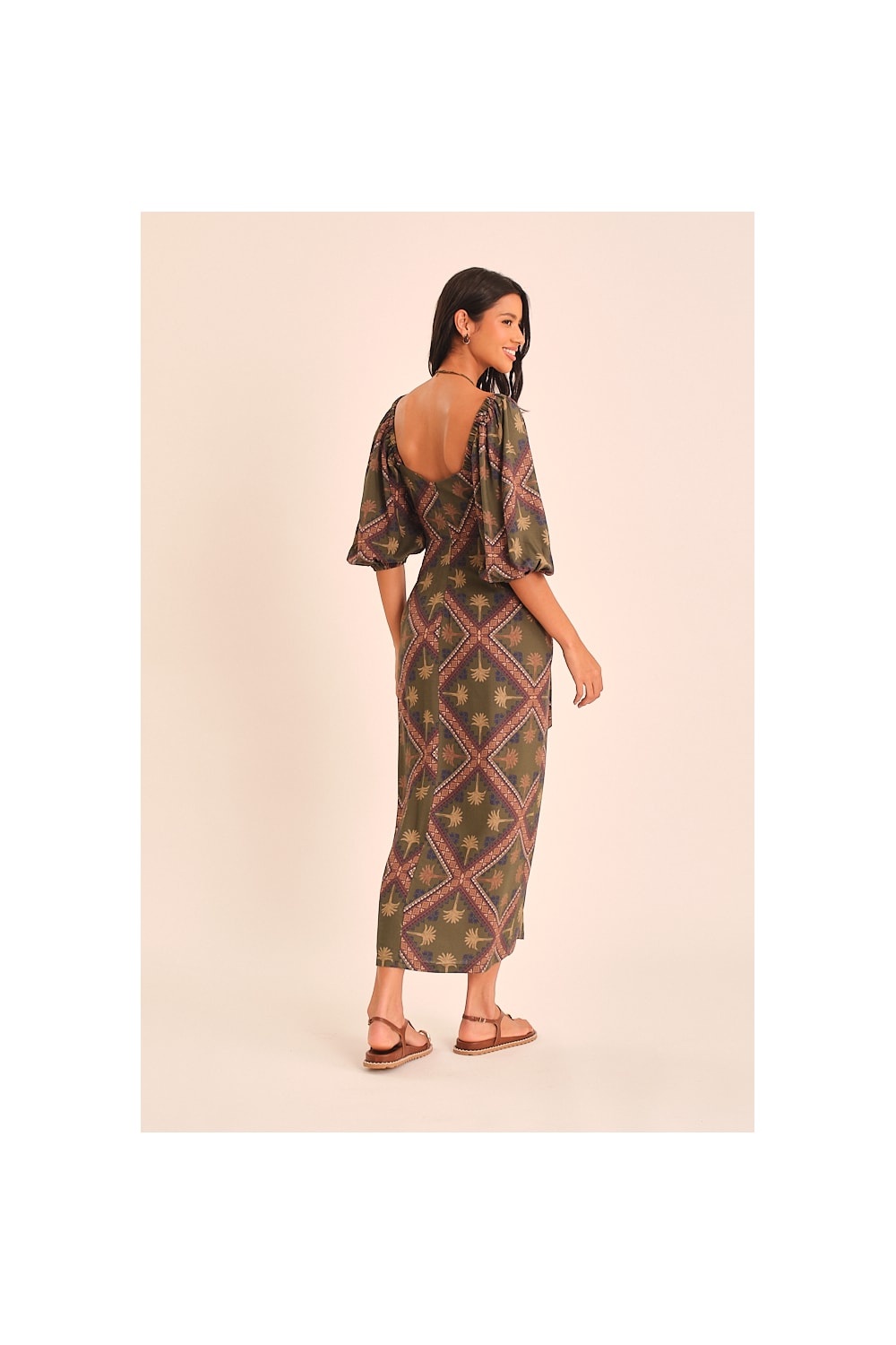 Vestido Manga Bufante Zellige Estampado