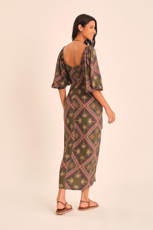 Vestido Manga Bufante Zellige Estampado - foto 4