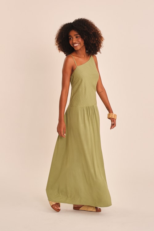 Vestido Maquinetado Dunas Verde Palmeira - foto 1