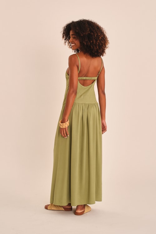 Vestido Maquinetado Dunas Verde Palmeira - foto 3